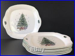 Vintage Christmas Tree Dinner Plates 10 Square Holiday Plates Set Of 6