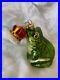 Vintage_Christopher_Radko_Glass_Ornament_2_Pc_Frog_With_Prince_Hat_Christmas_01_xi