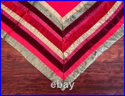 Vintage Crate & Barrel Long Red Linen Tablecloth Jewel-Toned Trim