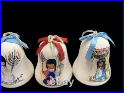 Vintage De Grazia Bells 1983-1998 Pottery Annual Hanging Ornaments LOT of 15