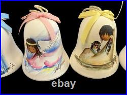 Vintage De Grazia Bells 1983-1998 Pottery Annual Hanging Ornaments LOT of 15