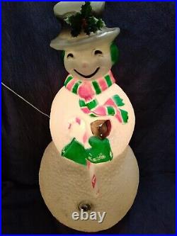 Vintage Dimpled Frosty the Snowman Lighted Christmas Blow Mold 40 Union Rare