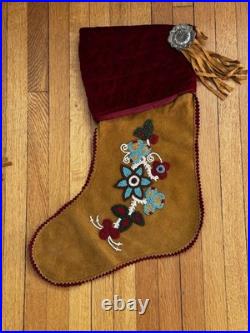 Vintage Double D Ranchwear Suede Velvet Beaded Christmas Stockings. NWOT