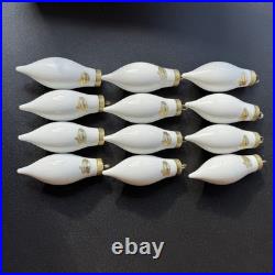 Vintage Freddi Japan #6271 ceramic hanging ornaments 12 pc NOS set teardrop box