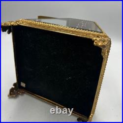 Vintage Gilt Ormulu Beveled Glass Jewelry Box Cherubs Birds Red Velvet