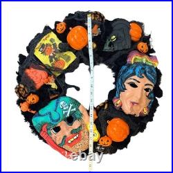 Vintage Halloween Wreath Ben Cooper Masks Rosbro Diecuts Handmade Decor