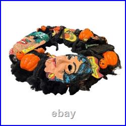 Vintage Halloween Wreath Ben Cooper Masks Rosbro Diecuts Handmade Decor