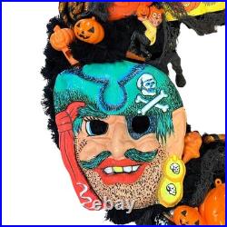 Vintage Halloween Wreath Ben Cooper Masks Rosbro Diecuts Handmade Decor