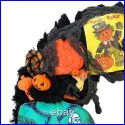 Vintage Halloween Wreath Ben Cooper Masks Rosbro Diecuts Handmade Decor