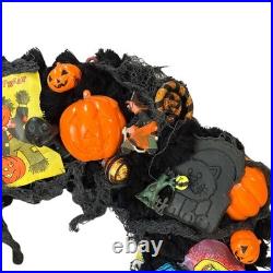 Vintage Halloween Wreath Ben Cooper Masks Rosbro Diecuts Handmade Decor Vintage Halloween Wreath Ben Cooper Masks Rosbro Diecuts Handmade Decor
