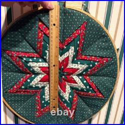 Vintage Handmade Quilted Star Wall Hanging Hoop Art Christmas Holiday Decor 14