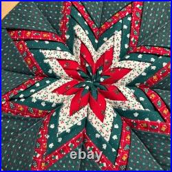 Vintage Handmade Quilted Star Wall Hanging Hoop Art Christmas Holiday Decor 14