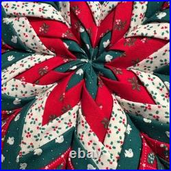 Vintage Handmade Quilted Star Wall Hanging Hoop Art Christmas Holiday Decor 14