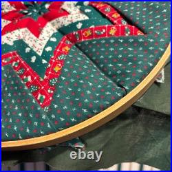 Vintage Handmade Quilted Star Wall Hanging Hoop Art Christmas Holiday Decor 14