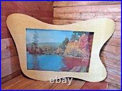 Vintage Helmscene lighted Lake Mountains Trees Fall Wall picture Works