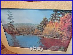 Vintage Helmscene lighted Lake Mountains Trees Fall Wall picture Works