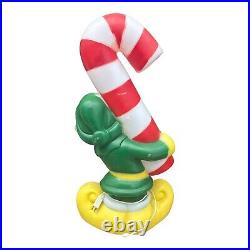 Vintage Holiday Christmas Elf With Candy Cane General Foam Plastic 32 Blow Mold
