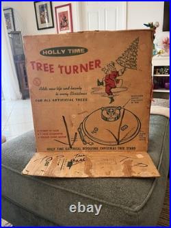 Vintage Holly Time Christmas Tree Turner New Motor