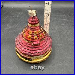 Vintage Hotel Del Coronado Glass Christmas Ornament 2002 Red Gold Holiday