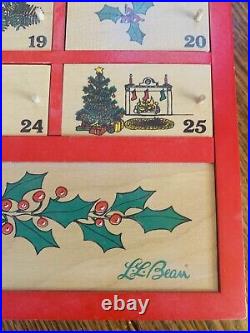 Vintage L. L. BEAN All WOOD RED ADVENT CALENDAR 1980s 15 x 17 CHRISTMAS EUC