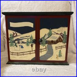 Vintage L. L. Bean Wooden Advent Calendar Double Doors & 24 Pull Out Drawers