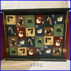 Vintage L. L. Bean Wooden Advent Calendar Double Doors & 24 Pull Out Drawers