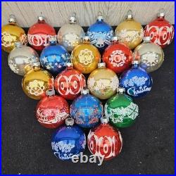 Vintage Lot of 20 Shiny Brite Rauch Stenciled Mica Glitter Christmas Ornaments