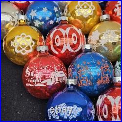 Vintage Lot of 20 Shiny Brite Rauch Stenciled Mica Glitter Christmas Ornaments