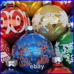 Vintage Lot of 20 Shiny Brite Rauch Stenciled Mica Glitter Christmas Ornaments