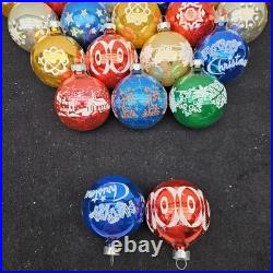 Vintage Lot of 20 Shiny Brite Rauch Stenciled Mica Glitter Christmas Ornaments