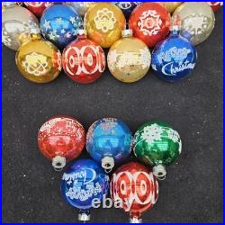 Vintage Lot of 20 Shiny Brite Rauch Stenciled Mica Glitter Christmas Ornaments