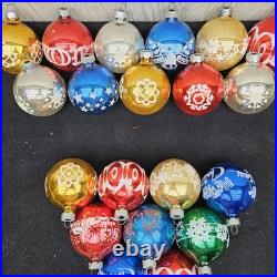 Vintage Lot of 20 Shiny Brite Rauch Stenciled Mica Glitter Christmas Ornaments