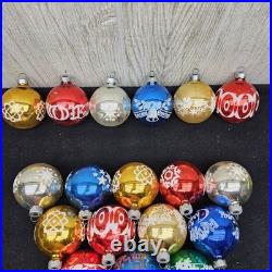 Vintage Lot of 20 Shiny Brite Rauch Stenciled Mica Glitter Christmas Ornaments