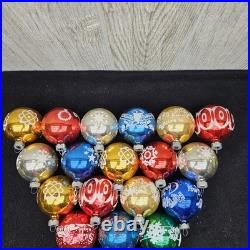 Vintage Lot of 20 Shiny Brite Rauch Stenciled Mica Glitter Christmas Ornaments