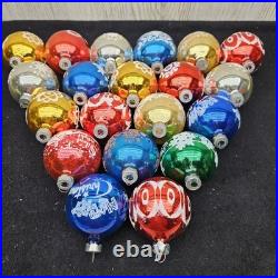 Vintage Lot of 20 Shiny Brite Rauch Stenciled Mica Glitter Christmas Ornaments