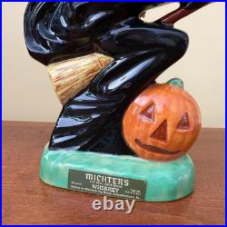 Vintage Michters Sour Mash Whiskey Jug Halloween Witch on Broom Decanter 1970s