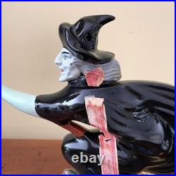Vintage Michters Sour Mash Whiskey Jug Halloween Witch on Broom Decanter 1970s