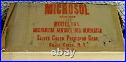 Vintage Microsol Model 101 Mechanical Aerosol Fog Generator Open Box with papers