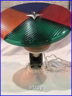 Vintage Motorized Holly Time Color Wheel Christmas Tree Light Mint Complete Mell