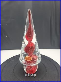 Vintage Murano Glass Christmas Tree Gold Polveri Red Swirl Twist