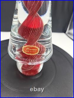 Vintage Murano Glass Christmas Tree Gold Polveri Red Swirl Twist