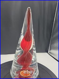 Vintage Murano Glass Christmas Tree Gold Polveri Red Swirl Twist
