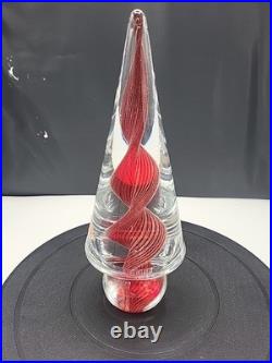 Vintage Murano Glass Christmas Tree Gold Polveri Red Swirl Twist