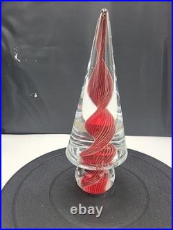 Vintage Murano Glass Christmas Tree Gold Polveri Red Swirl Twist