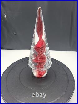 Vintage Murano Glass Christmas Tree Gold Polveri Red Swirl Twist