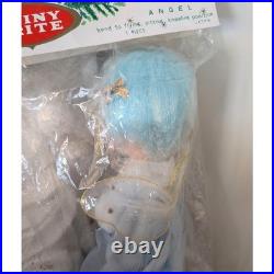 Vintage NOS Shiny Brite Blue Haired Christmas Angel Pixie Fairy Bendable Japan