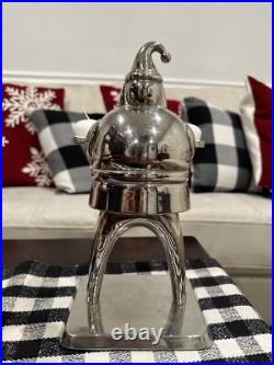 Vintage Nib Pottery Barn Silver Santa Votive Holder Christmas Beautiful