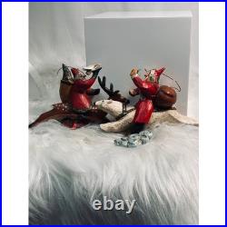 Vintage RARE Lou Shifferl Santa Riding Reindeer & Polar Bear Christmas Set