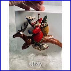Vintage RARE Lou Shifferl Santa Riding Reindeer & Polar Bear Christmas Set