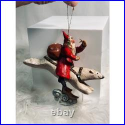 Vintage RARE Lou Shifferl Santa Riding Reindeer & Polar Bear Christmas Set